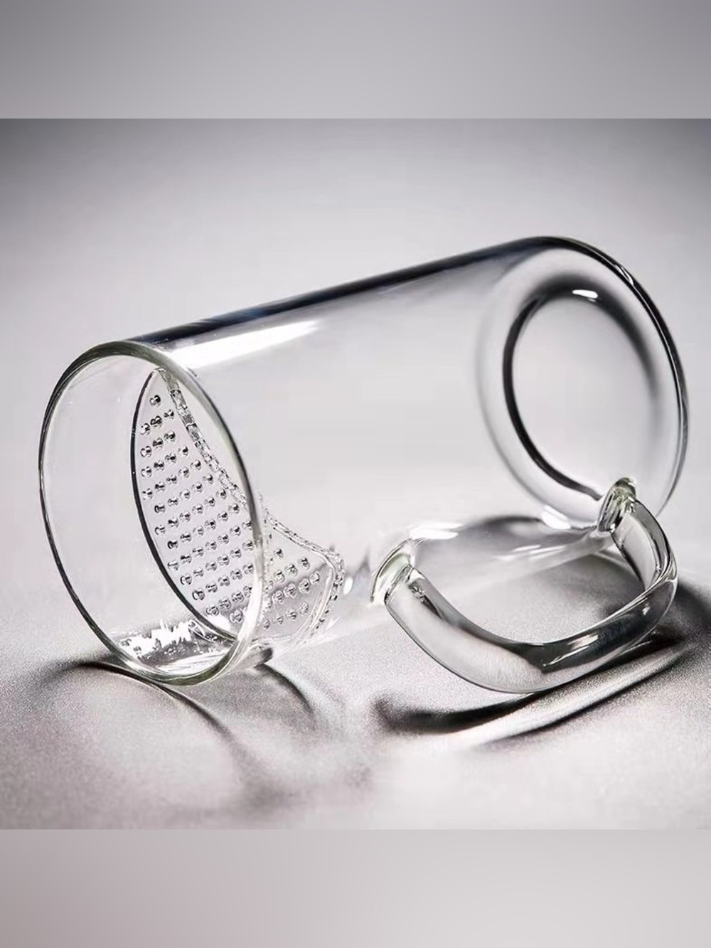 Clear Hand-Blown Glass Art Vase with Textured Interior